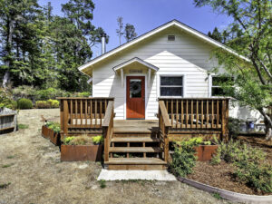 This two-bedroom cottage on a half-acre perched up from the Mendocino coastline is currently listed for $875,000. (Clear Shot Creations)