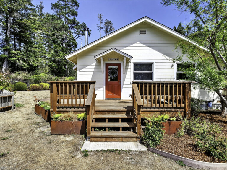 This two-bedroom cottage on a half-acre perched up from the Mendocino coastline is currently listed for $875,000. (Clear Shot Creations)