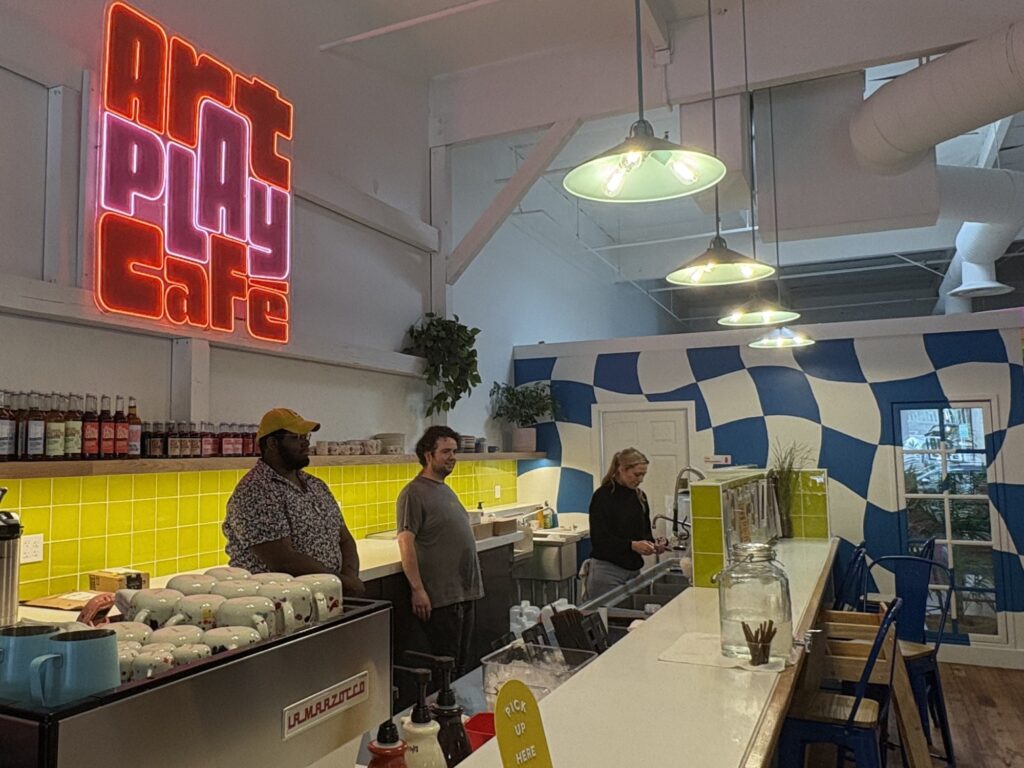 Downtown Petaluma's Art Play Cafe officially opened on Saturday, Oct. 25, 2025. Part coffee shop (with breakfast and lunch items), part art store and studio, part indoor playground, and all community gathering spot, the new Kentucky Street business has already proven to be popular. (David Templeton / Petaluma Argus-Courier)