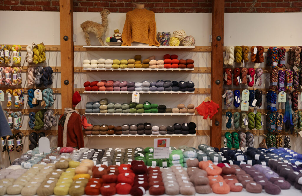 A colorful supply of yarn on display at Castaway Yarn in Santa Rosa on Thursday, November 20, 2025. (Christopher Chung/The Press Democrat)