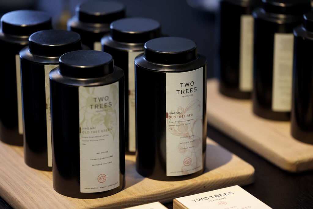 A variety of teas are for sale at Two Trees Tea House and online in Occidental Wednesday, Feb. 12, 2025. (Beth Schlanker / The Press Democrat)