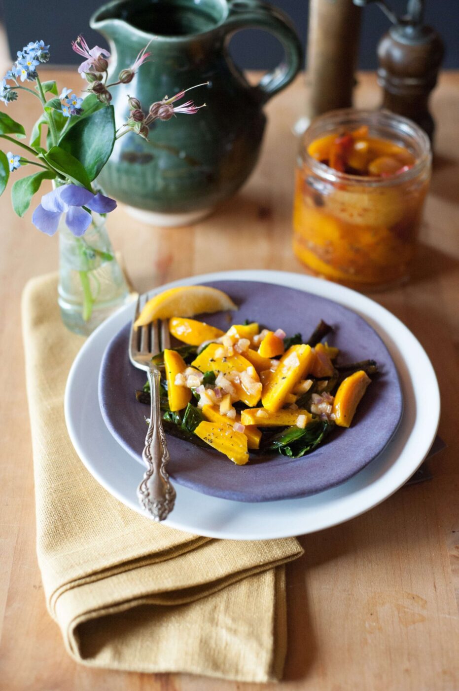 Simple Roasted Golden Beet Salad can be made with sauteed beet greens. (Liza Gershman)