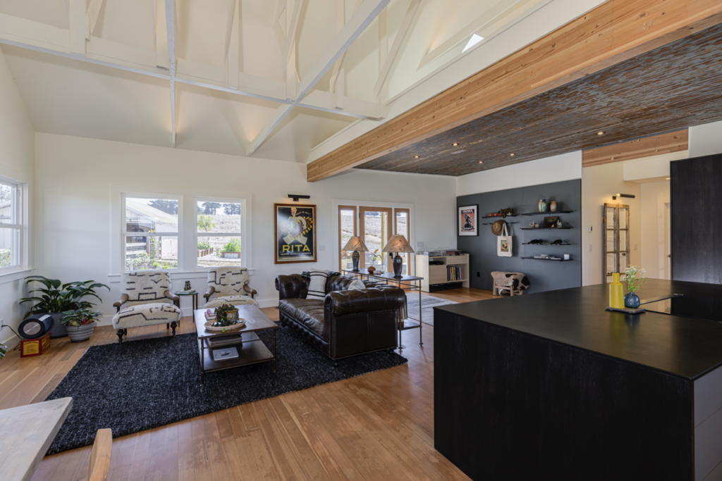 Great room with kitchen and lounging areas. (Jack Hecker Photography)