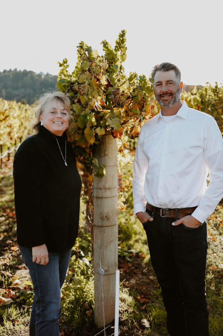 Owner Debra Mathy and winemaker Nick Briggs of Dutcher Crossing Winery in Geyserville. (Dutcher Crossing Winery)