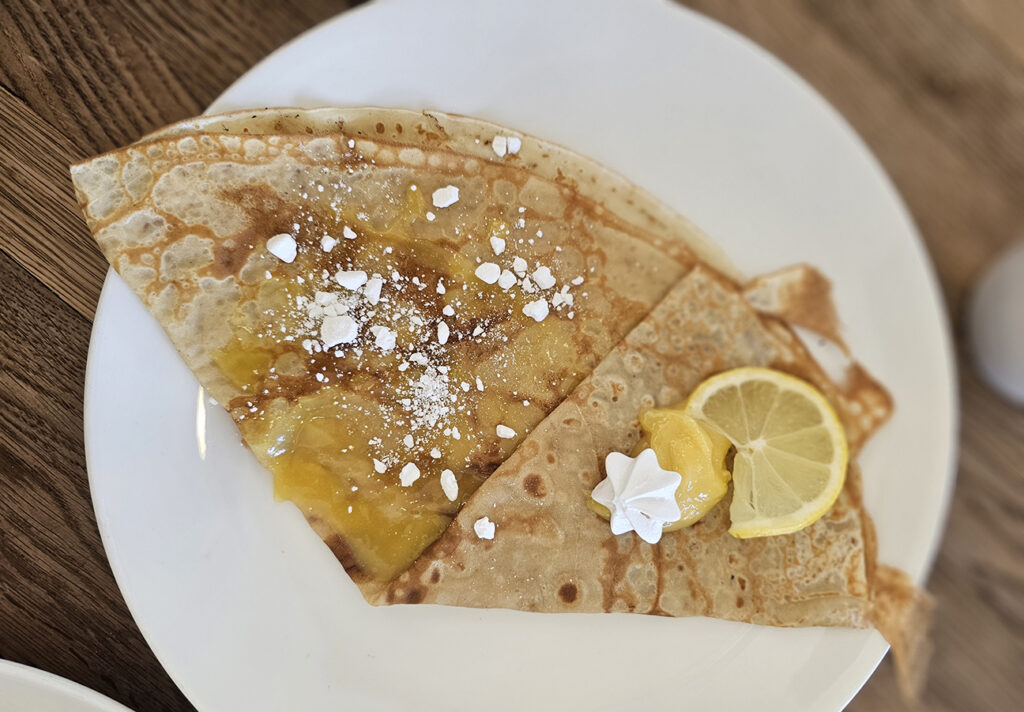 Lemon curd crepe at Sarmentine's Petaluma Bakery. (Heather Irwin/The Press Democrat)