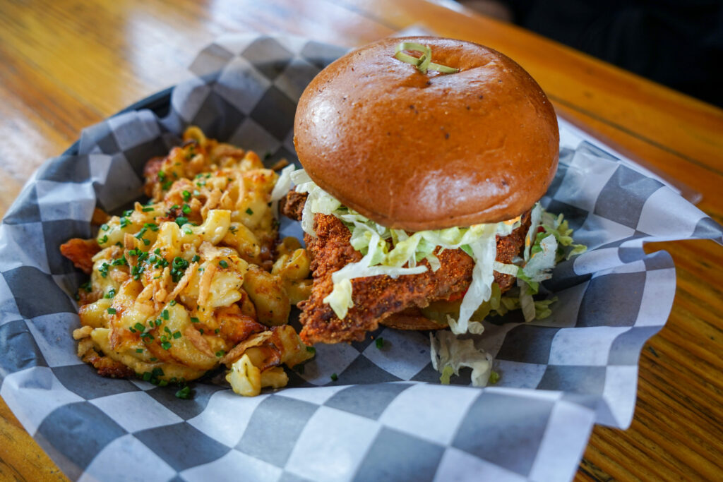 Fried chicken sandwich at Lagunitas in Petaluma. (Sonoma County Tourism)