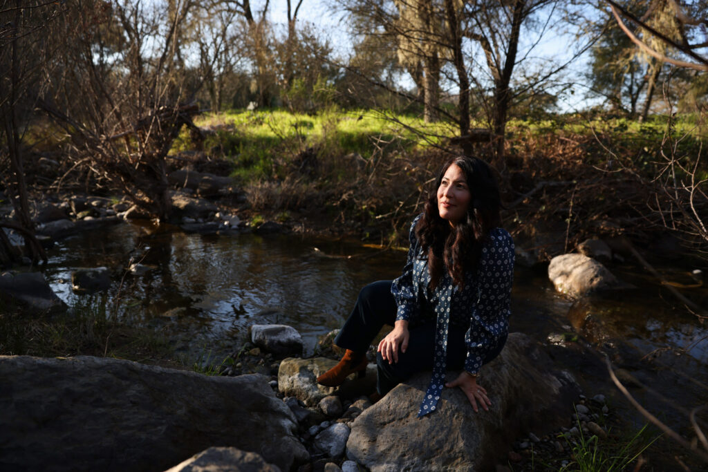 Poet Ada Limón shares one of her favorite spots to hang out, a creek near her home in Glen Ellen on Wednesday, February 4, 2026. (Christopher Chung/The Press Democrat)