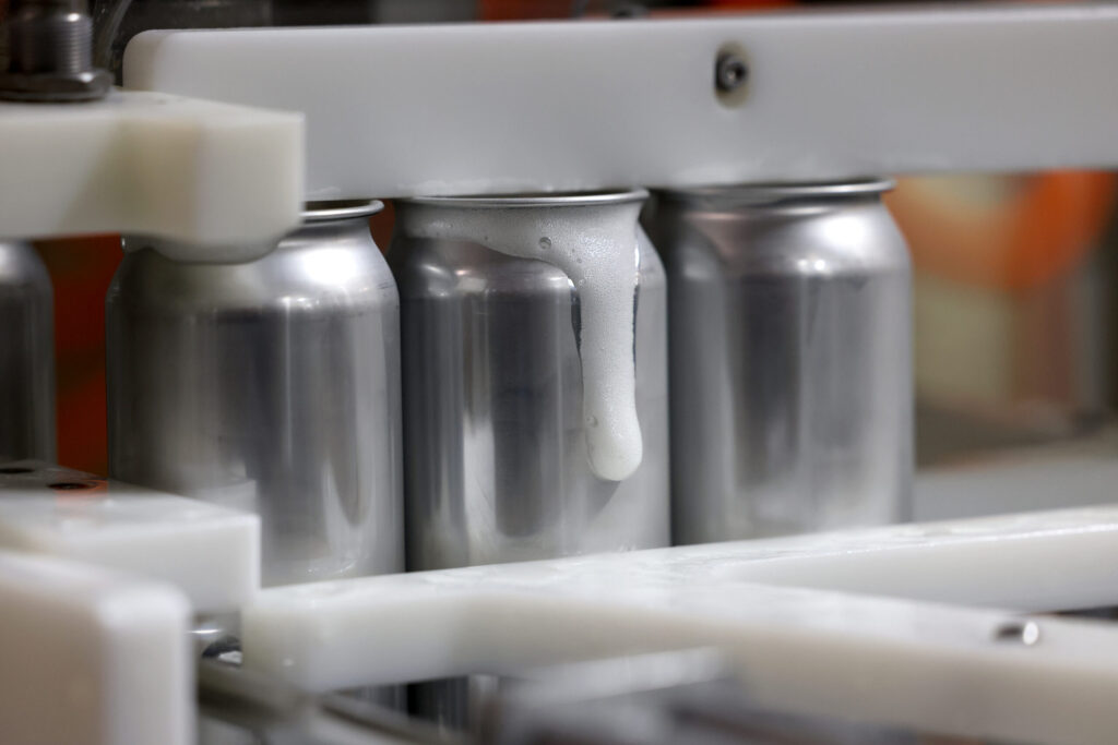 Cans of Mai Japanese Lager make their way through the canning line at Sonoma Springs Brewing Co. in Sonoma Tuesday, Feb. 3, 2026. (Beth Schlanker / The Press-Democrat)