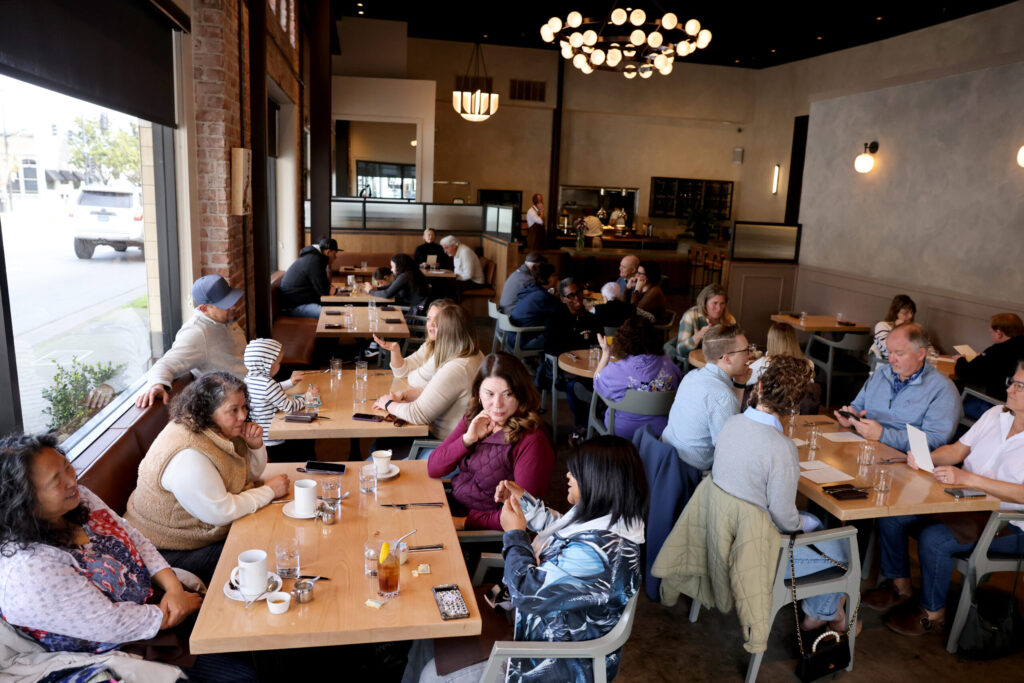 Customers have brunch at Bijou Restaurant in Petaluma Sunday, Feb. 22, 2026. (Beth Schlanker / The Press Democrat)