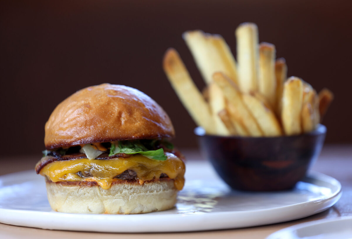 The Bijou Burger with fries at Bijou Restaurant in Petaluma Sunday, Feb. 22, 2026. (Beth Schlanker / The Press Democrat)