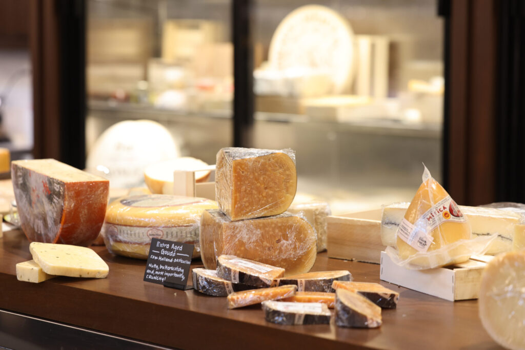 A large variety of cheeses are available at the cheese counter inside the newly renovated customer retail and tasting space at V. Sattui Winery in St. Helena Wednesday, Sept. 24, 2025. (Beth Schlanker / The Press Democrat)