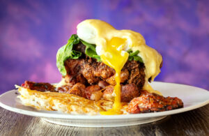 The fried chicken eggs Benedict at J & M's Midtown Cafe in Santa Rosa