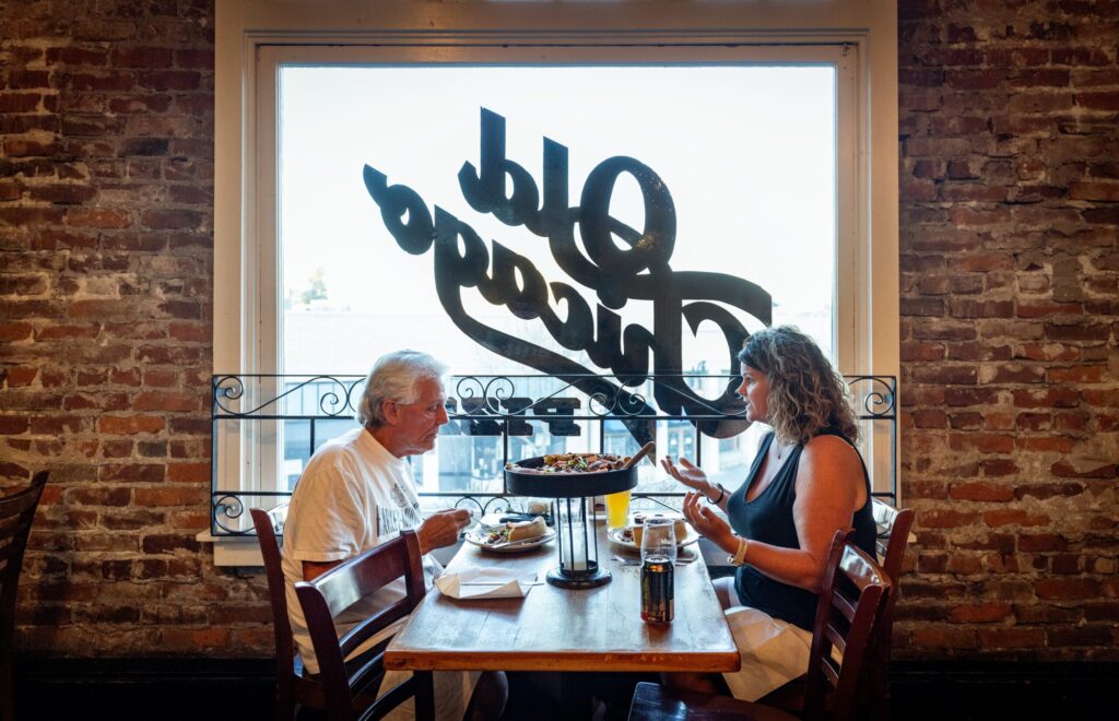 Michael Geohring carries on his tradition of taking Sabrina Goehring for a birthday dinner at Old Chicago Pizza in Petaluma Thursday, March 19, 2026. (John Burgess/The Press Democrat)