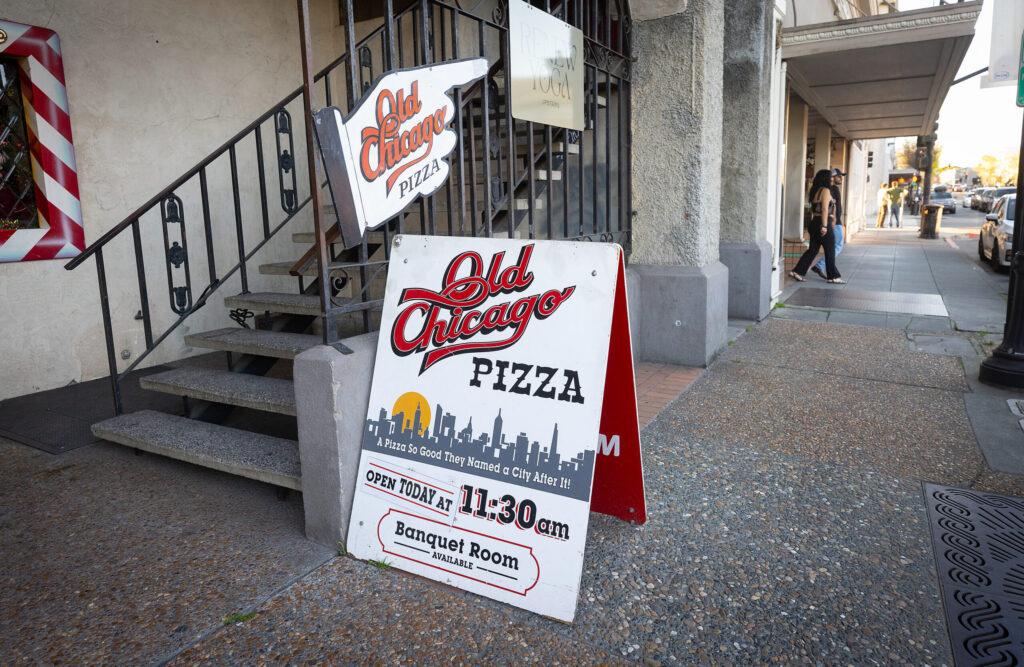 Old Chicago Pizza opened in 1979 upstairs in the Lan Mart building. Photo taken Thursday, March 19, 2026 in Petaluma. (John Burgess/The Press Democrat)