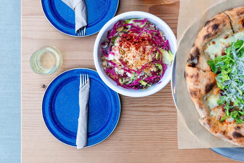 Salad and pizza at The Junction in Tam Valley. (Jessica Paul)