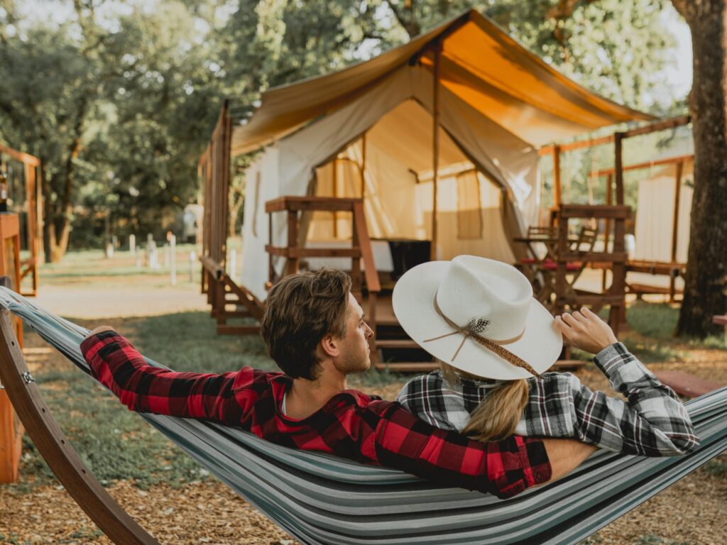 A couple relax in a hammock at Wildhaven Sonoma near Healdsburg. (Sonoma County Tourism)