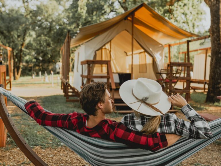 A couple relax in a hammock at Wildhaven Sonoma near Healdsburg. (Sonoma County Tourism)