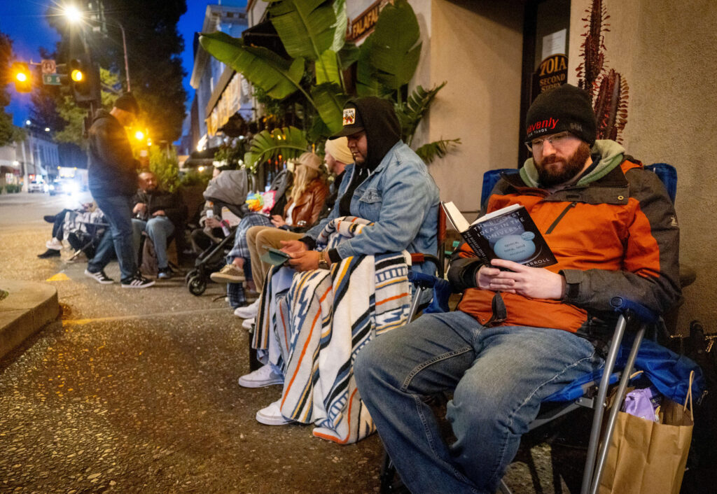Doug Fresh flew out from Aurora, Illinois to lineearly Friday, March 21, 2025 along 4th Street in downtown Santa Rosa for the release of Russian River Brewing Company’s Pliny the Elder. (John Burgess / The Press Democrat)