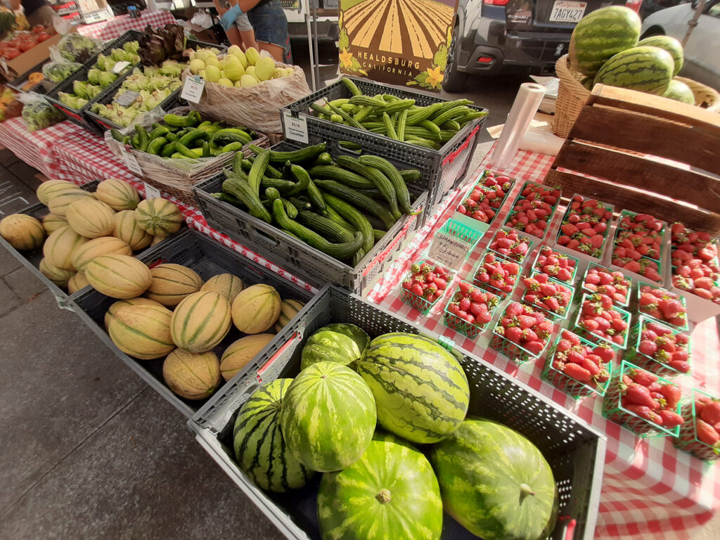 Produce at the Healdsburg Farmers’ Market in downtown Healdsburg. (Sonoma County Tourism)