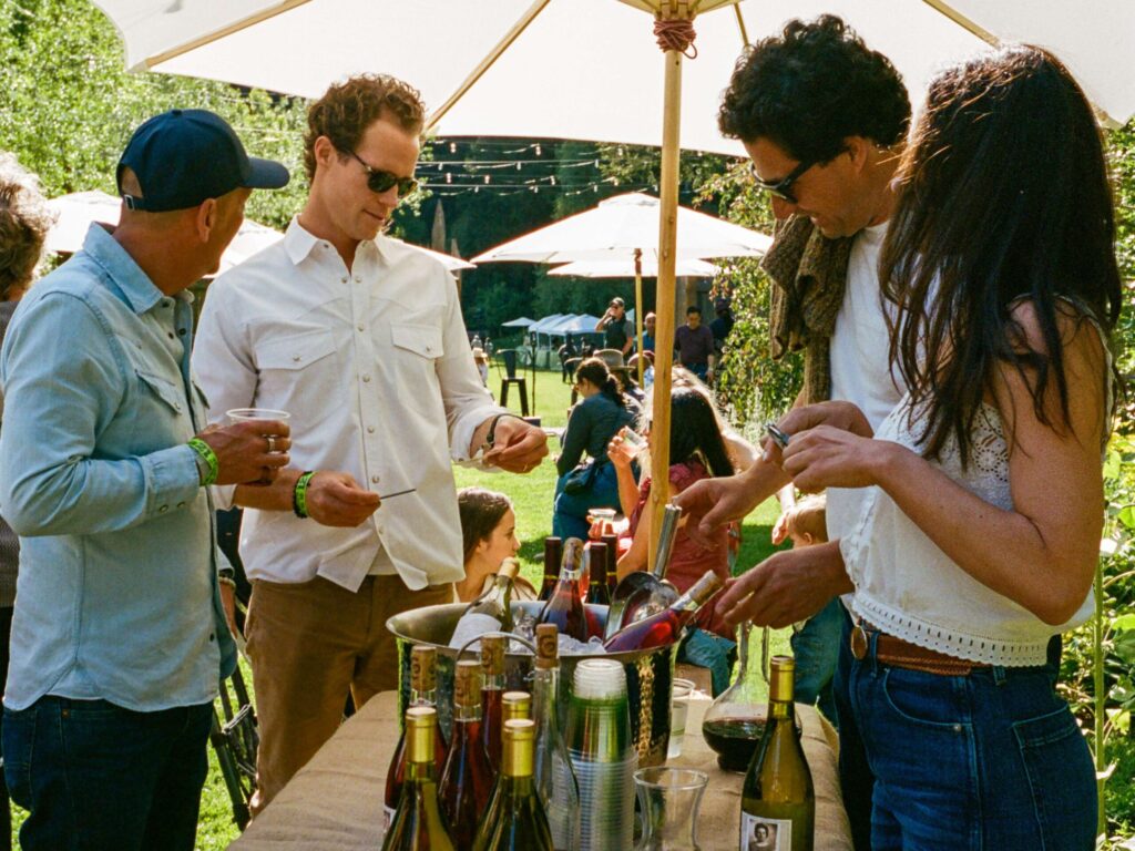 Guests enjoy the Cosmico wine camp during the 2024 festival at Dawn Ranch in Guerneville. (Cosmico)
