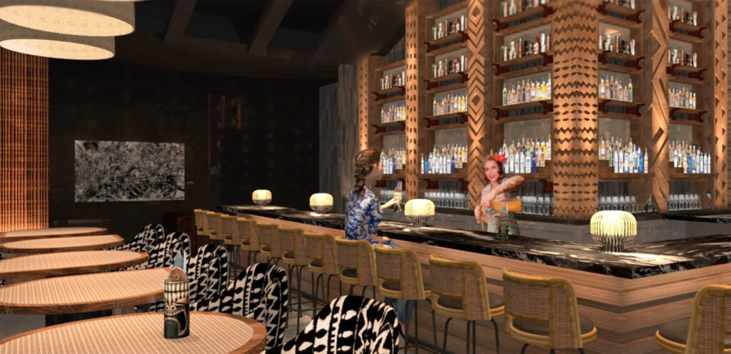 A rendering of the interior of Hapa's on the Mainland, coming in 2026. (Wilson Ishihara Design)