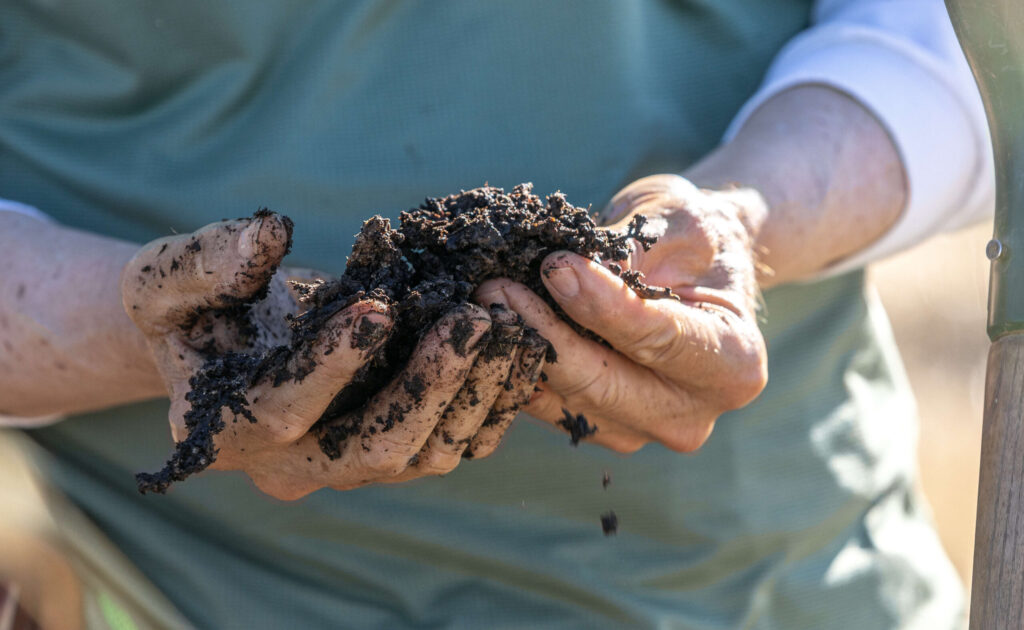 “A Year in the Vineyard,” a newly released photography book. This book covering vineyards quickly morphed into a book on the climate crisis as the authors chronicled the vintners on the frontlines of it. Littorai Winery off of Gold Ridge Road in Sebastopol was included as part of the year long project. Littoral vineyard owner Ted Lemon along with vineyard manager Pedro checks the progress of composting piles generated on property and used as soil in his vines at the Sebastopol vineyard June 6, 2024. Chad Surmick / The Press Democrat)