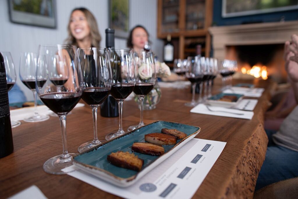 Bacons and wine tasting at Priest Ranch winery in Yountville, California