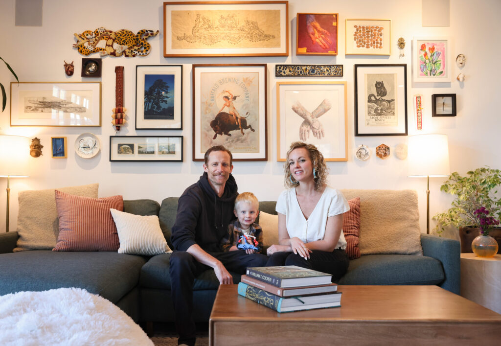 Jake and Corrin Messing with their 2-year-old son Leo in the living room of their Healdsburg home on Friday, February 6, 2026. (Christopher Chung/The Press Democrat)