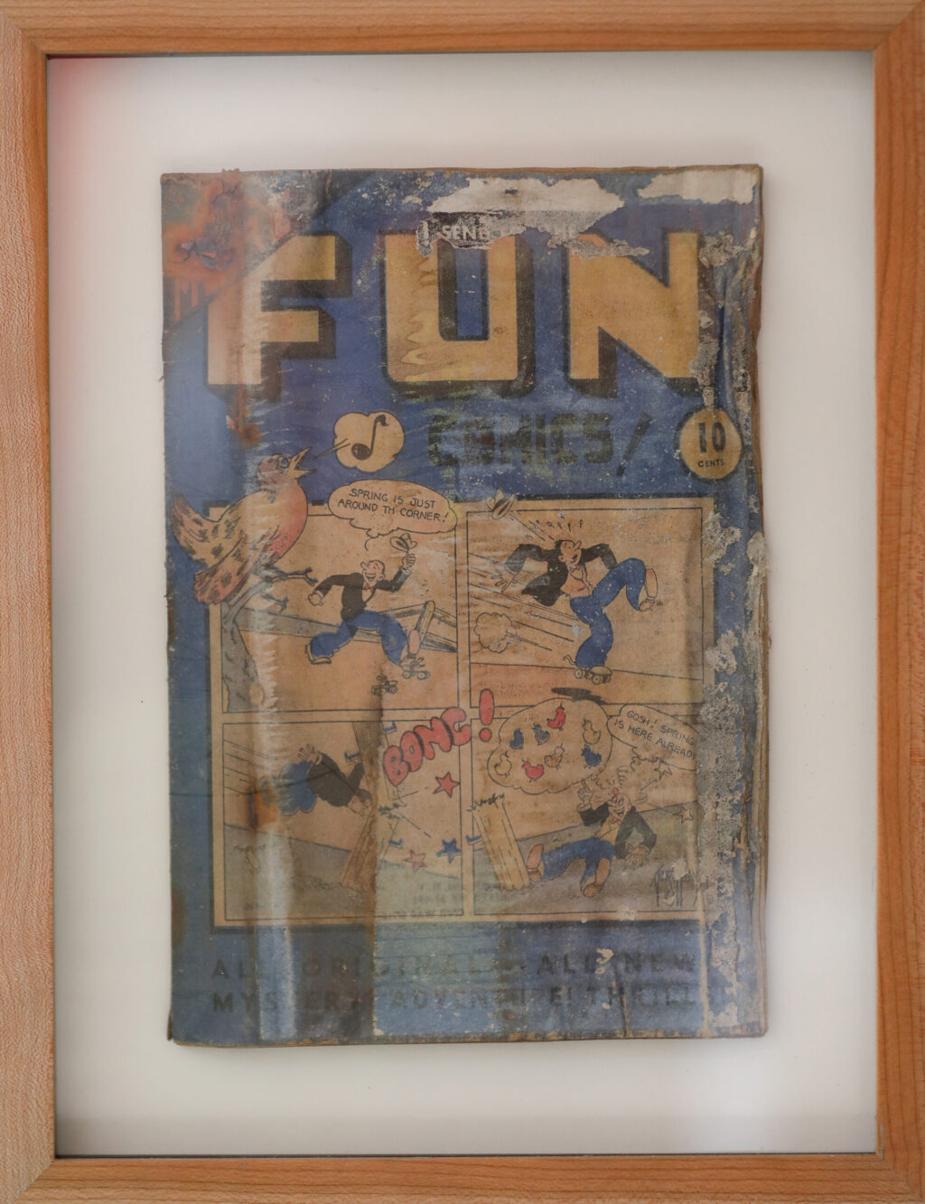 A color comic book displayed in Jake Messing’s studio was printed on his grandfather Roswell Messing’s printing press. Photo taken in Healdsburg on Friday, February 6, 2026. (Christopher Chung/The Press Democrat)