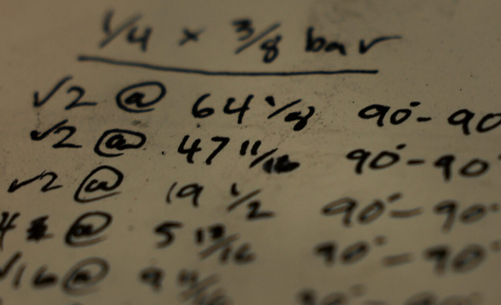 Dimensions for metalwork project at Schnitzkraft Steel Artistry in Santa Rosa, Tuesday, Feb. 10, 2026. (Kent Porter / The Press Democrat)