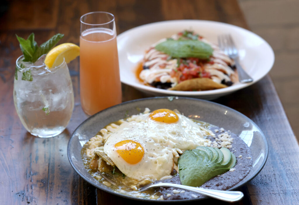 Chilaquiles Verdes topped with fried eggs at Parkside Eats in Santa Rosa Monday, April 13, 2026. (Beth Schlanker / The Press Democrat)