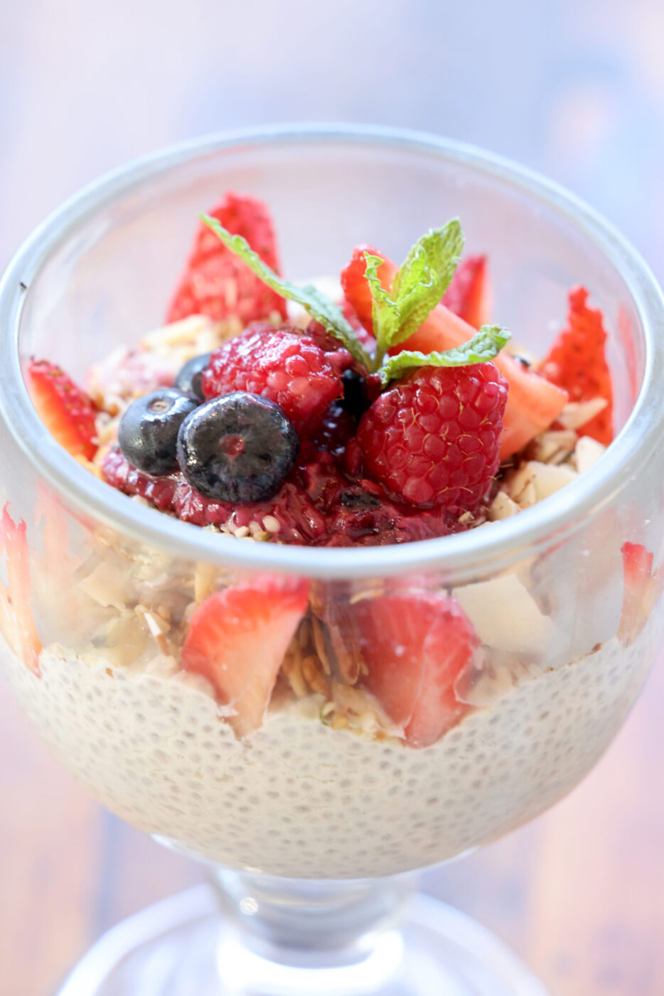 Coconut chia parfait with housemate granola and berries at Parkside Eats in Santa Rosa Monday, April 13, 2026. (Beth Schlanker / The Press Democrat)