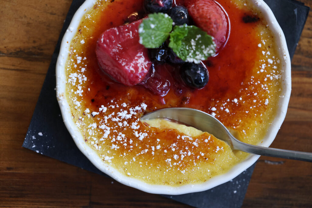 The mango creme brûlée at Parkside Eats in Santa Rosa Monday, April 13, 2026. (Beth Schlanker / The Press Democrat)