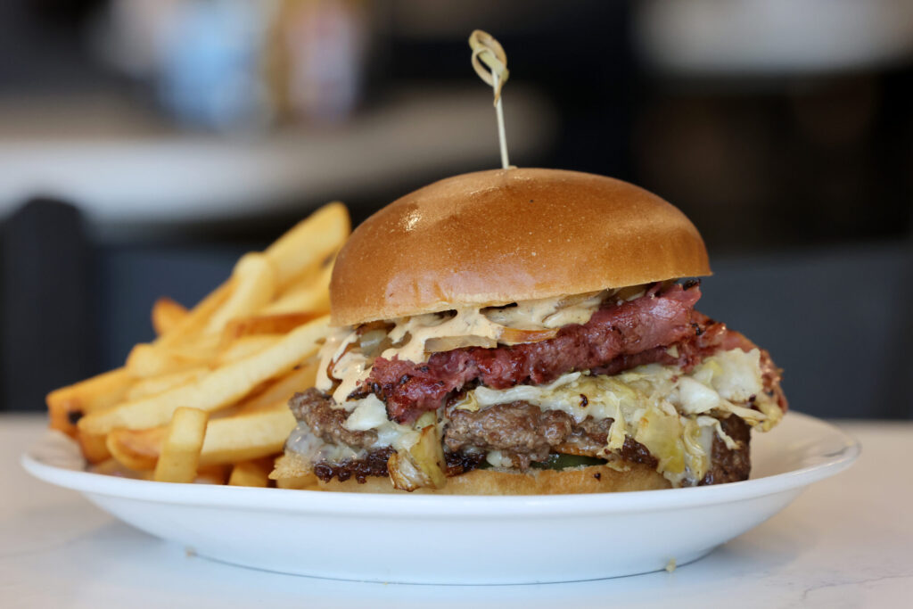 The P & B burger at Pressed in Rohnert Park Friday, April 17, 2026. (Beth Schlanker / The Press Democrat)