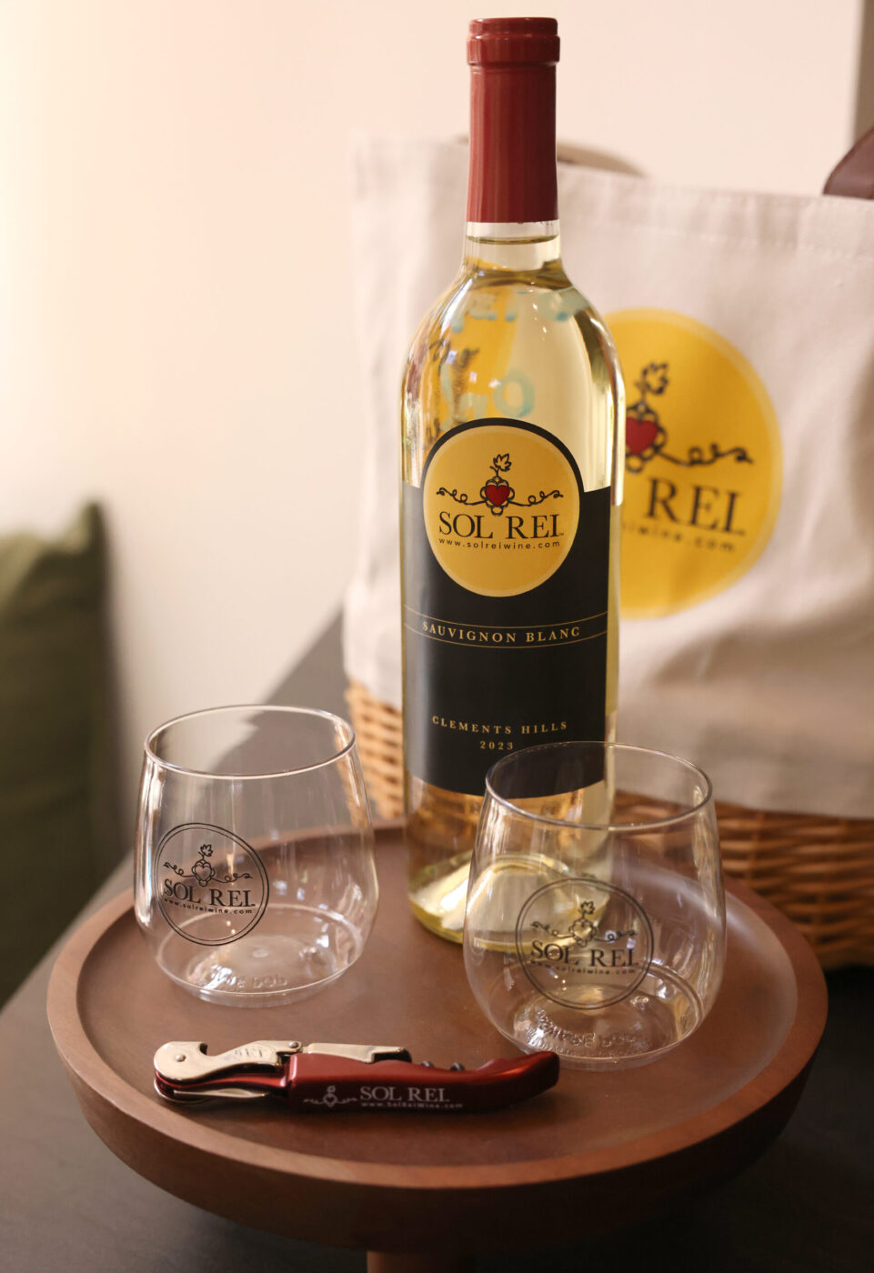 A bottle of Sauvignon Blanc at Sol Rei Wine tasting room in Sonoma Thursday, April 23, 2026. (Beth Schlanker / The Press Democrat)