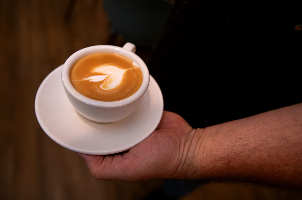 Espresso coffee drinks are served at the new Redwood Gospel Baking Company cafe in Santa Rosa, Friday, April 10, 2026. (Darryl Bush/For The Press Democrat)