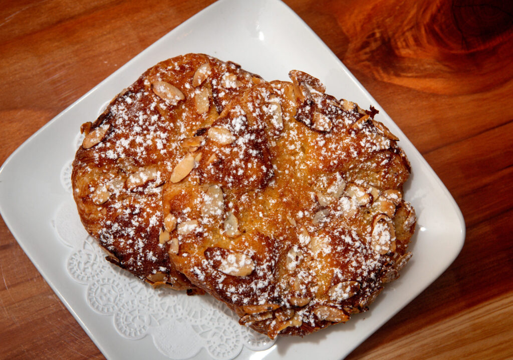 Almond Croissants are served at the Redwood Gospel Baking Company cafe in Santa Rosa, Friday, April 10, 2026. (Darryl Bush/For The Press Democrat)