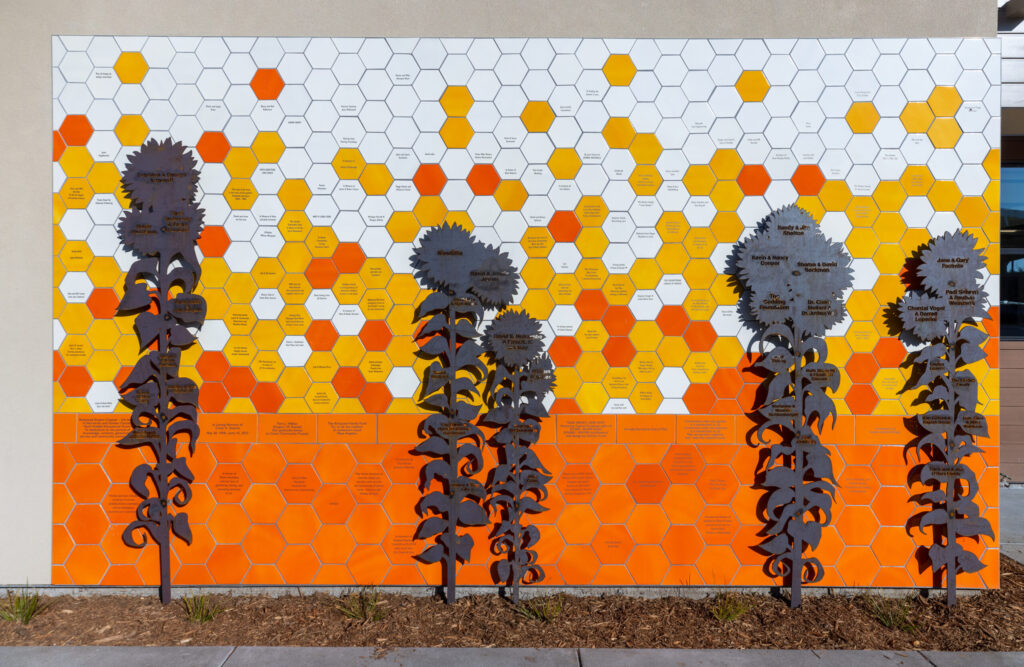 The donor wall at the Ceres Community Project's new $22 million facility Thursday, Feb. 6, 2026 in Santa Rosa. (John Burgess/The Press Democrat)