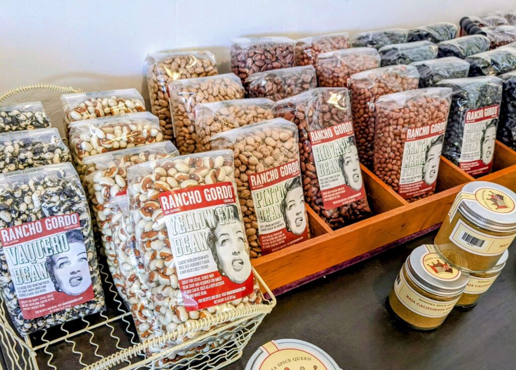 A wide selection of Rancho Gordo beans are available at Sonoma Spice Queen in downtown Petaluma. (Photo by Houston Porter/For the Argus-Courier)