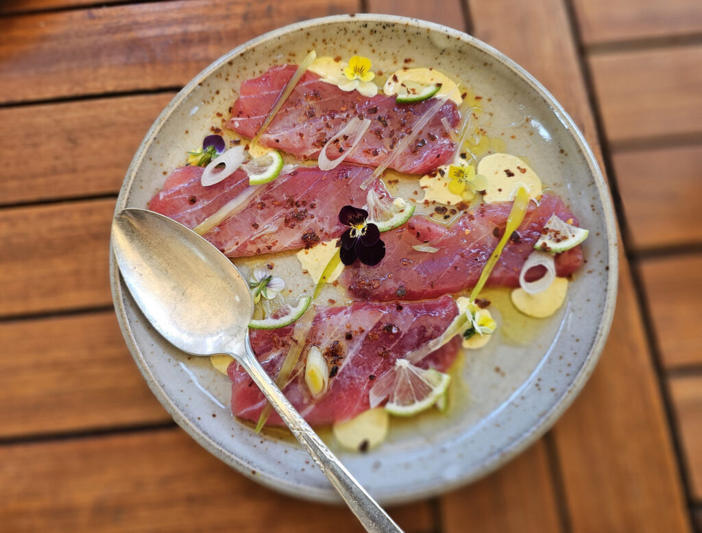 Tuna crudo with yuzu and aioli at Valley Bar and Bottle in Sonoma. (Heather Irwin / Sonoma Magazine)