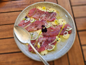 Tuna crudo with yuzu and aioli at Valley Bar and Bottle in Sonoma. (Heather Irwin / Sonoma Magazine)