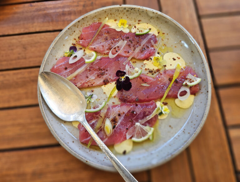 Tuna crudo with yuzu and aioli at Valley Bar and Bottle in Sonoma. (Heather Irwin / Sonoma Magazine)