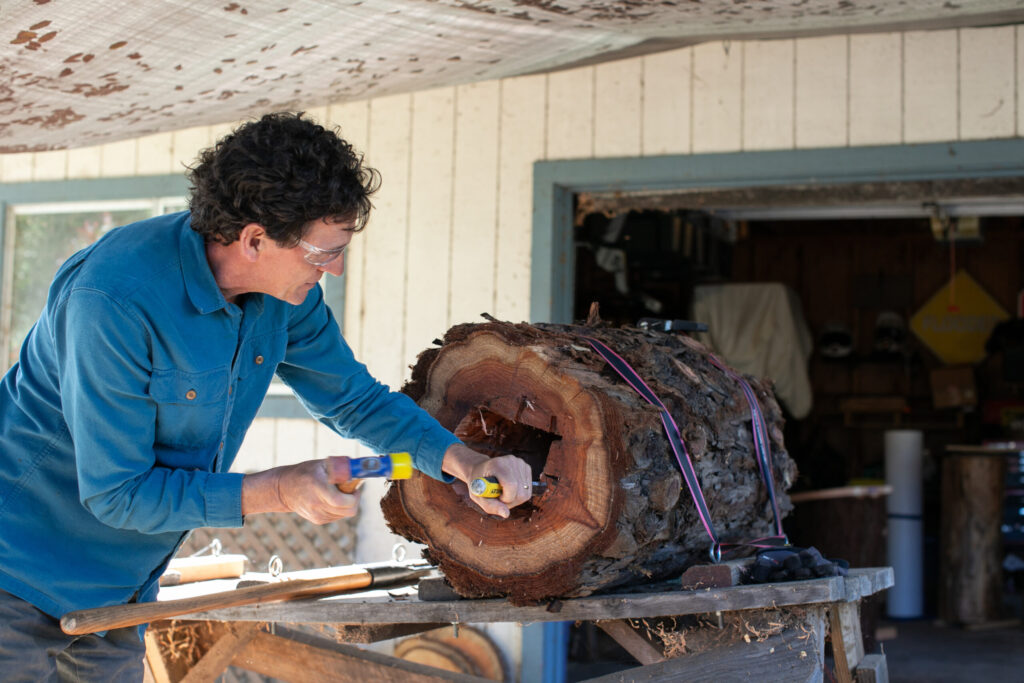 Apis Arborea founder Michael Thiele builds a TreeNest to be installed in trees across Northern California to house wild honeybees. (Eileen Roche)