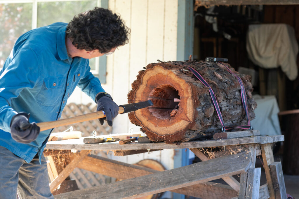 Apis Arborea founder Michael Thiele builds a TreeNest to be installed in trees across Northern California to house wild honeybees. (Eileen Roche)