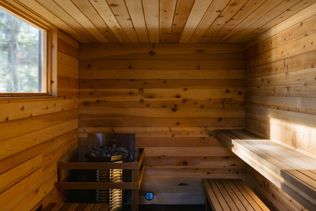 Inside the sauna at the Lodge at Marconi in Marin County. (Megan Goetz Photo)