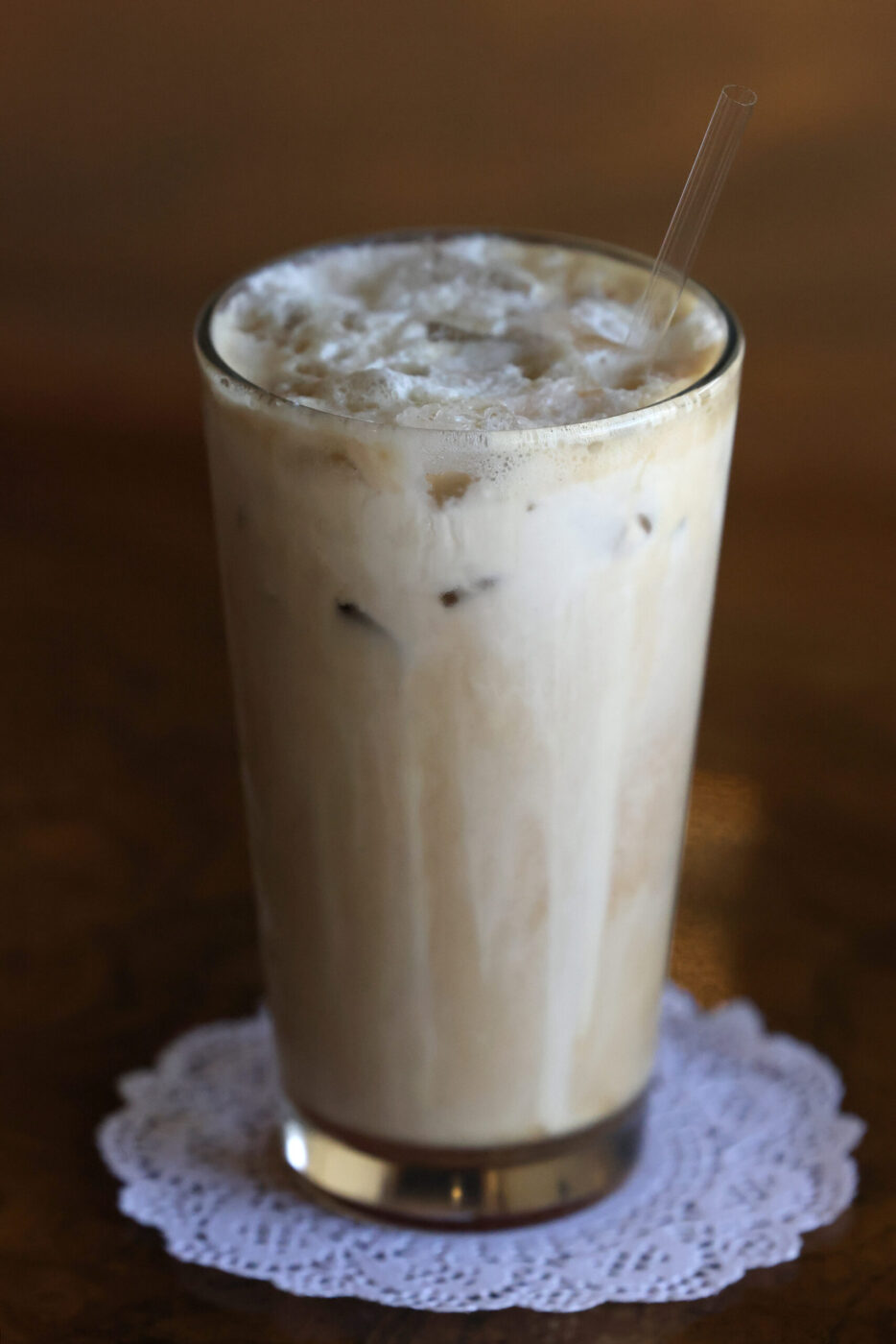 The Golden Maple made with espresso, dark brown sugar, oat milk and topped with cold foam at Sandpino’s Coffee and Brews in Rohnert Park Friday, March 27, 2026. (Beth Schlanker / The Press Democrat)
