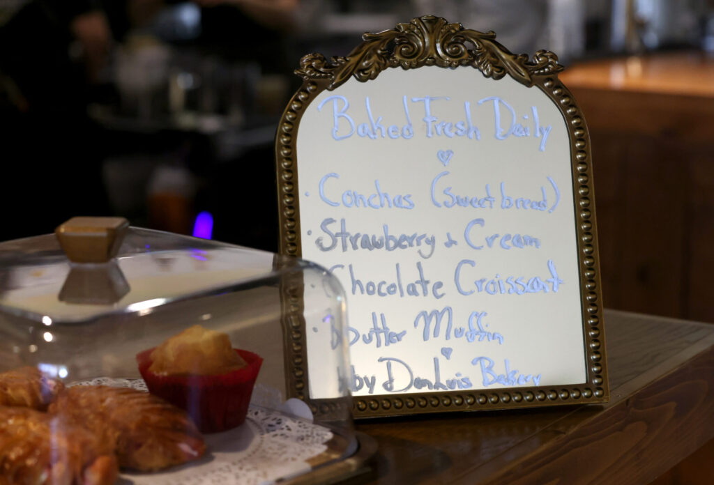 A daily baked goods menu at Sandpino’s Coffee and Brews in Rohnert Park Friday, March 27, 2026. (Beth Schlanker / The Press Democrat)