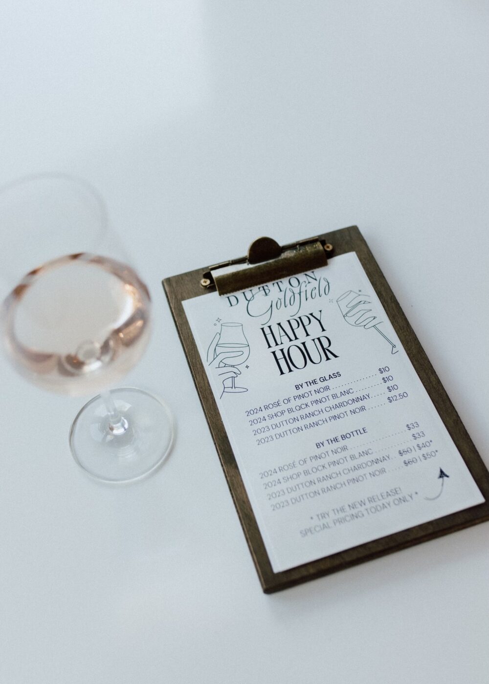 At Dutton-Goldfield Winery in Sebastopol, happy hour events reflect a deliberate shift toward more social experiences. On the third Thursday of each month, the winery invites walk-in visitors to enjoy discounted wines by the glass and bottle service. Small bites are free. (Courtesy of Dutton-Goldfield Winery)