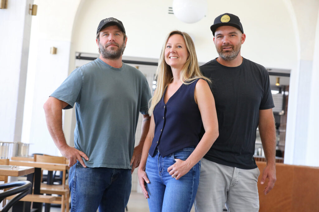 The Junction co-owners Jimmy Simpson, left, and Liz and Dez Fiedler at their restaurant in Santa Rosa on Monday, May 18, 2026. (Christopher Chung/The Press Democrat)