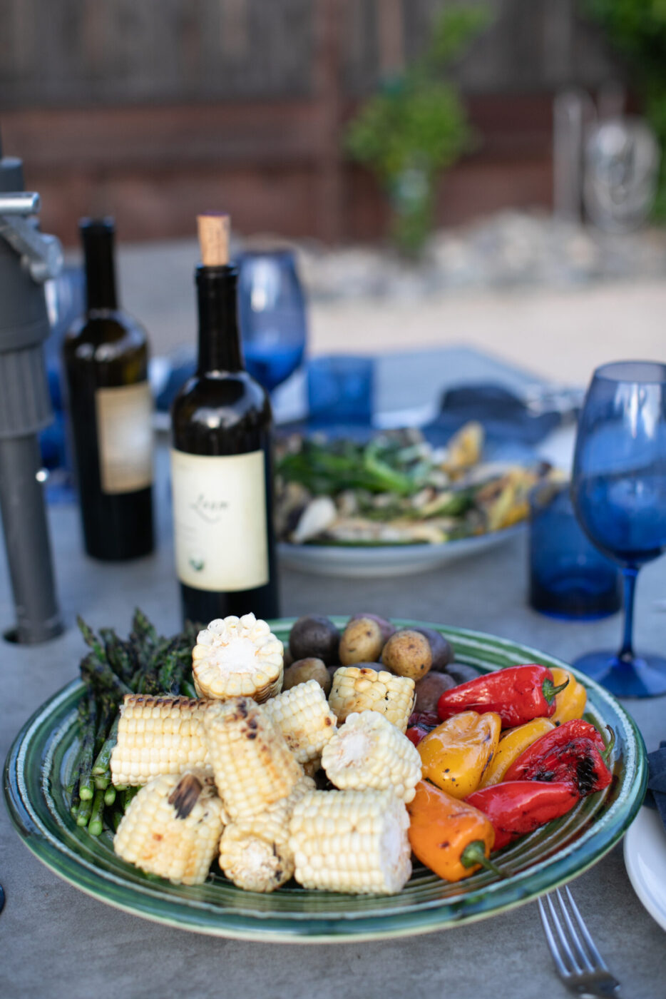 A barbecue feast prepared by Josh Silvers in his backyard, the setting for many gatherings with family and friends. (Eileen Roche)